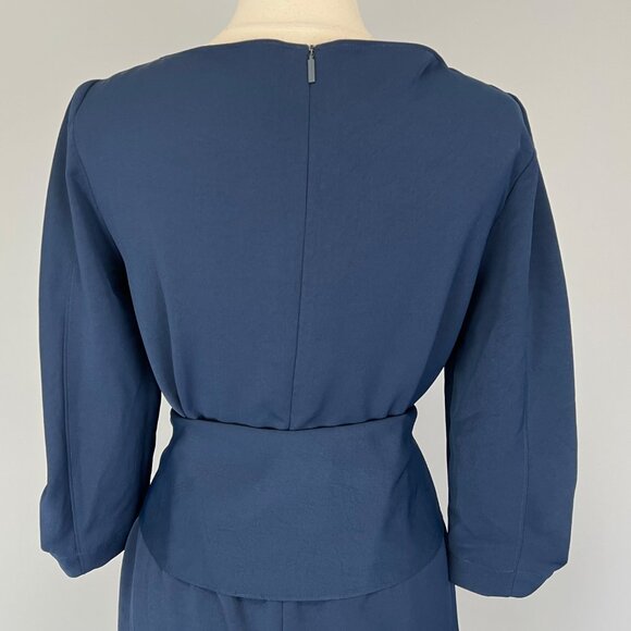 Tibi Womens Blue Shirred Sleeve Shift Dress Removable Belt size 4 - Picture 9 of 13